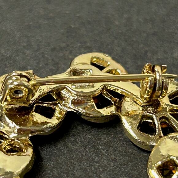 Faux Sapphire Blue Rhinestone Gold Tone Brooch Pin Quantity 2 - Picture 4 of 4